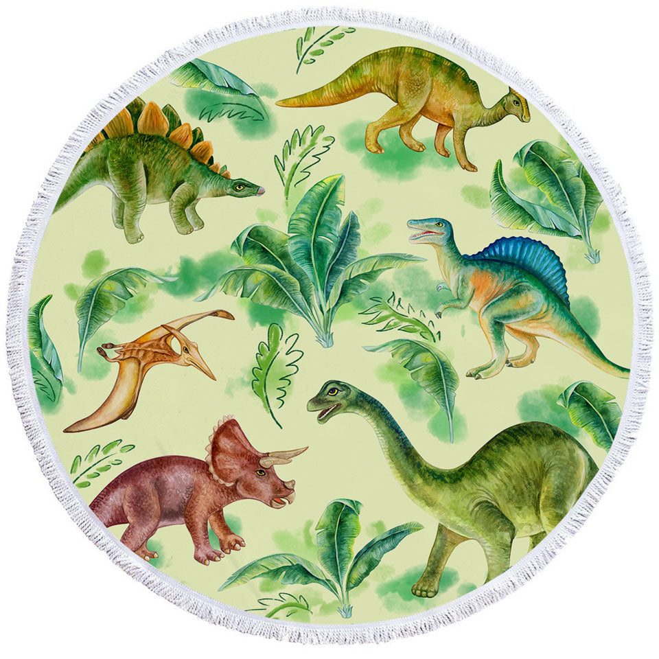 Beach Towels with Dinosaur Drawings for Kids