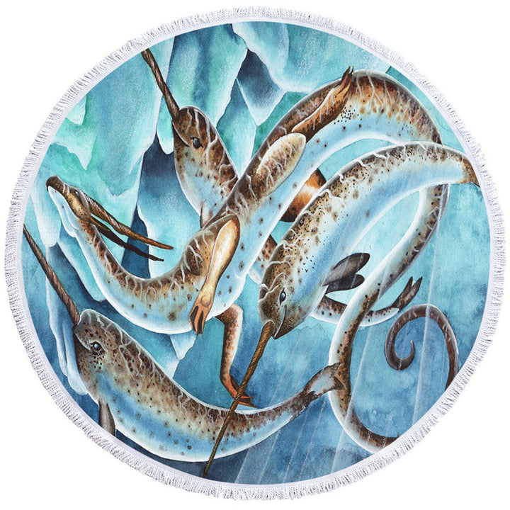 Beach Towels with Dragon and Fantasy Creatures Art Icy Depths