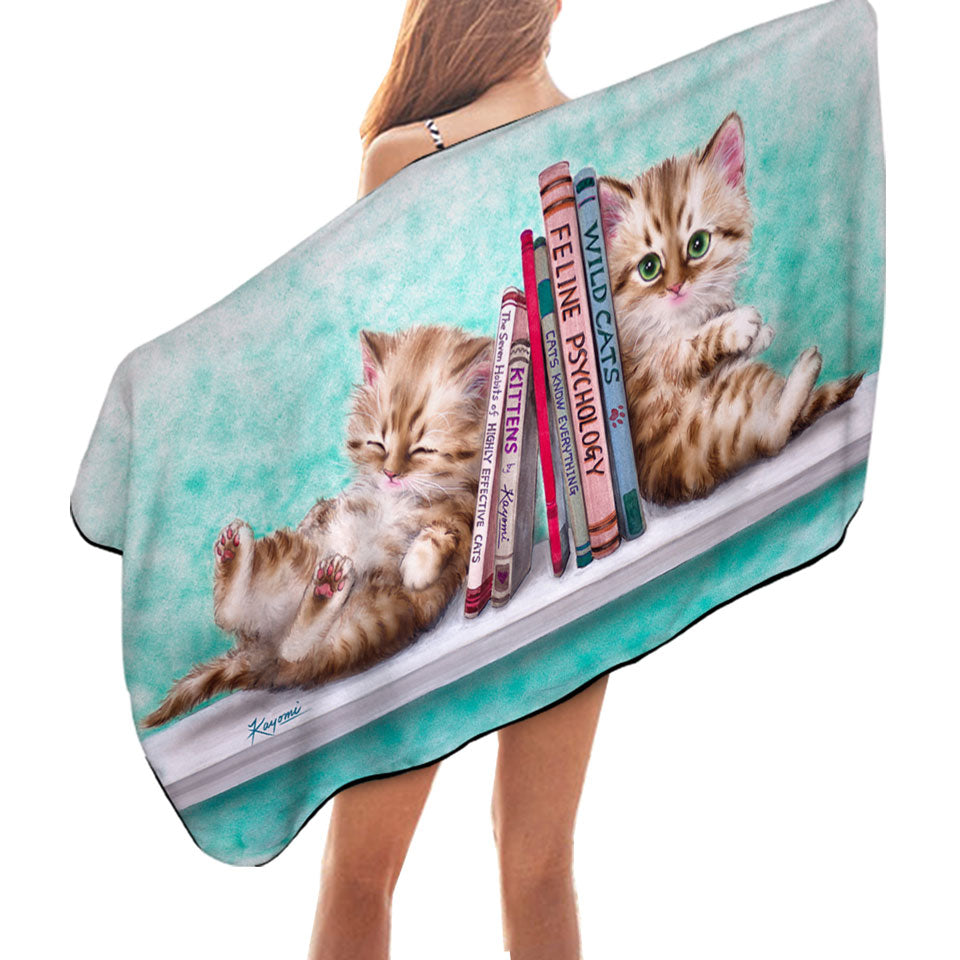 Beach Towels with Funny Cute Cats Designs Books and Kittens
