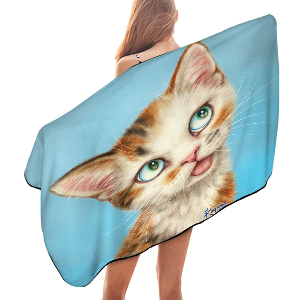Beach Towels with Kittens Cute Drawings Beautiful Ginger Tabby Cat