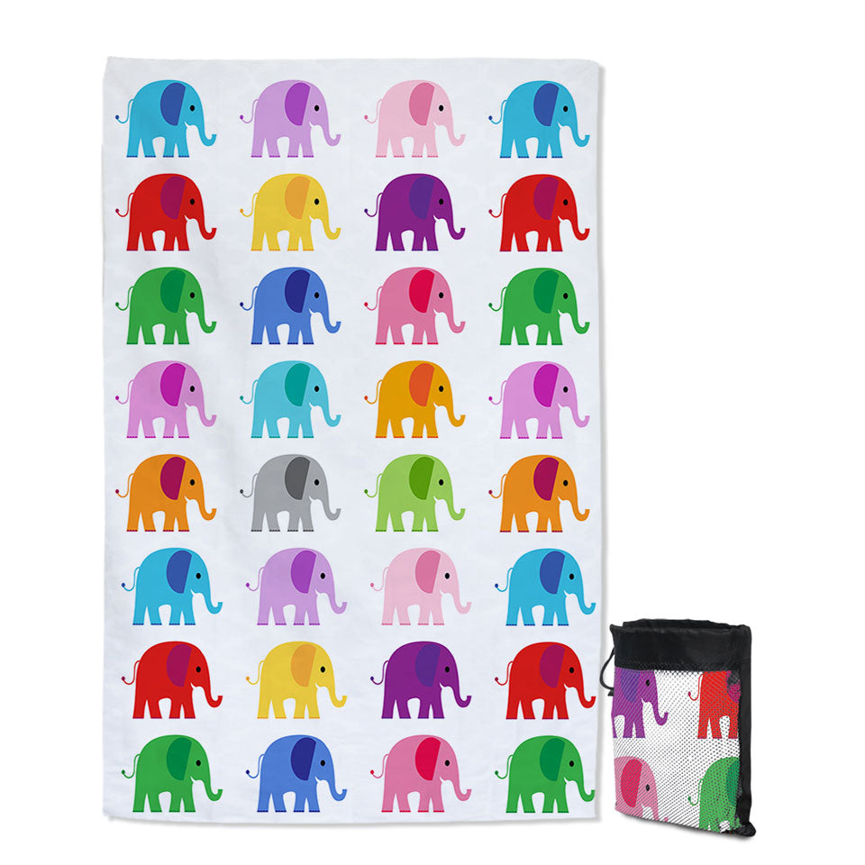 Beach Towels with Multi Colored Elephant