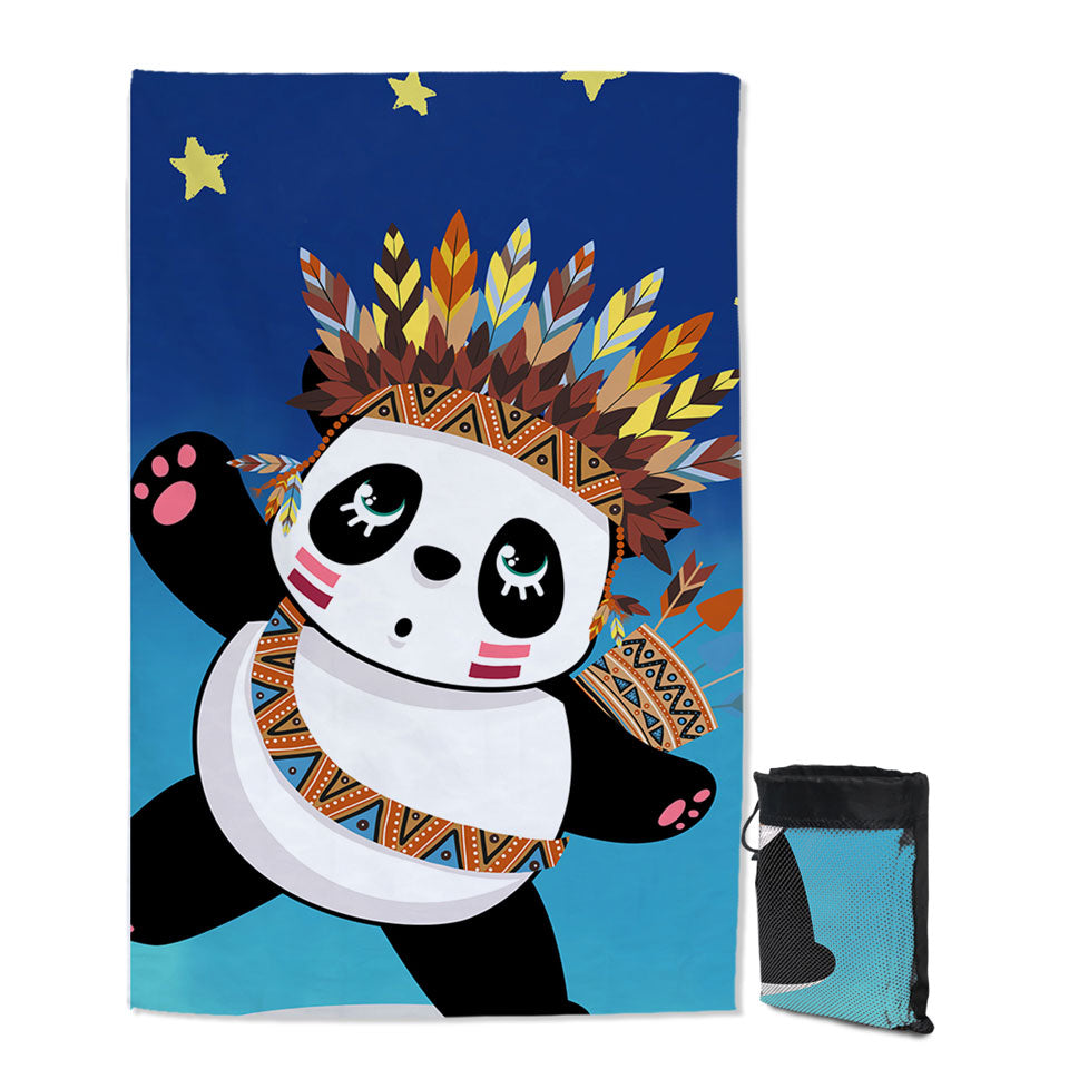 Beach Towels with Native American Panda for Children