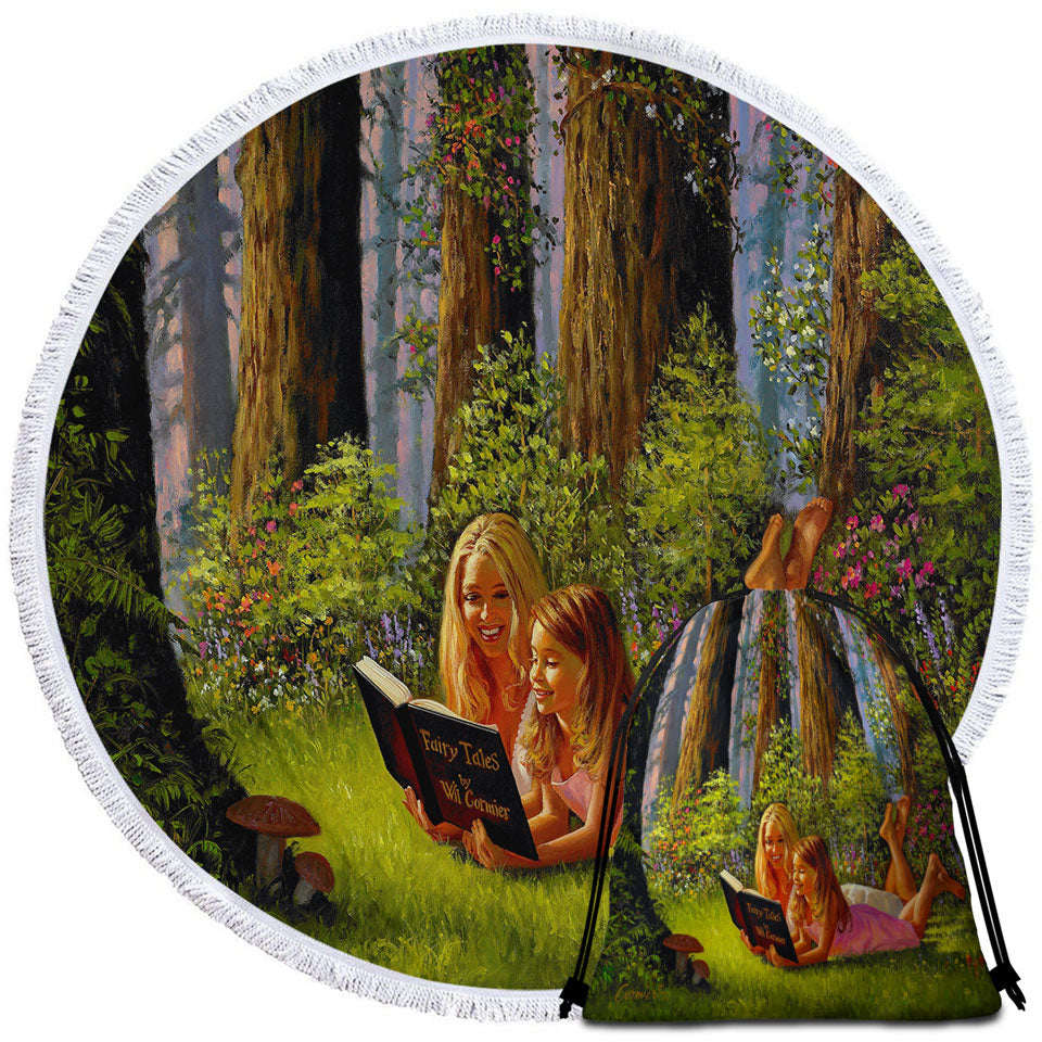 Beach Towels with Special Moments Mother and Daughter in the Forest