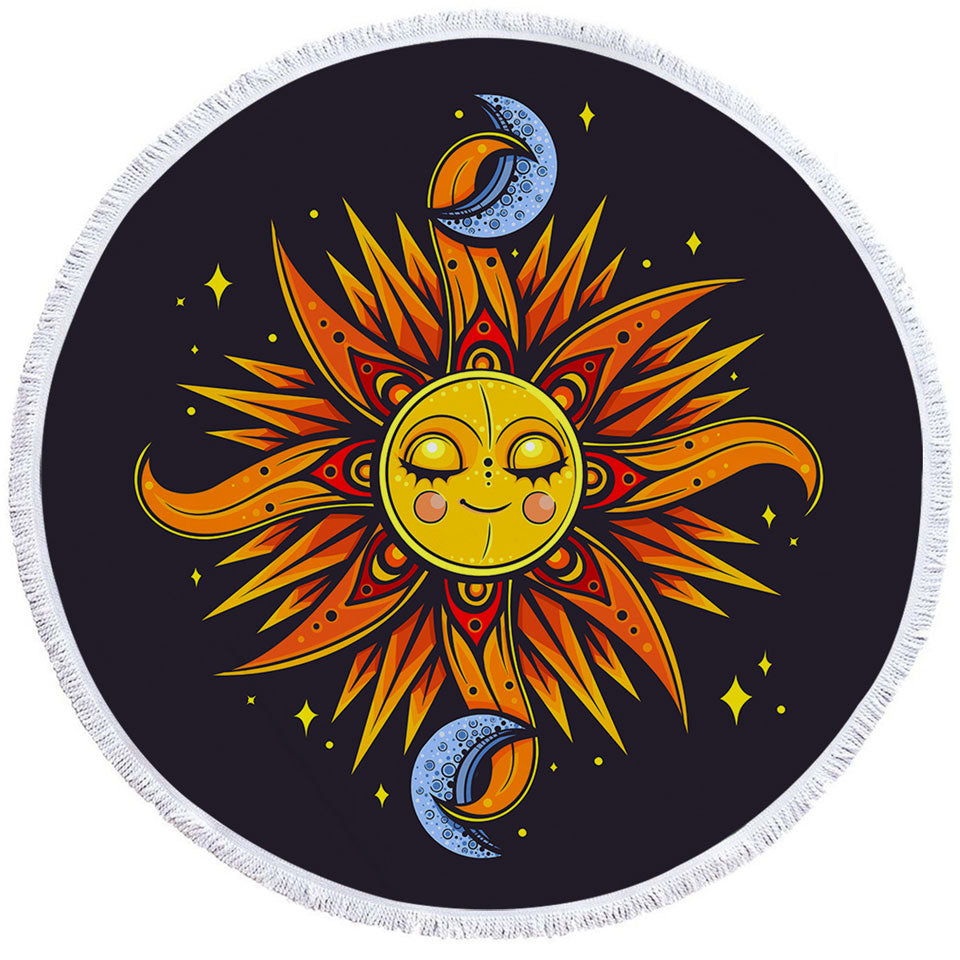 Beach Towels with Sun and Moon