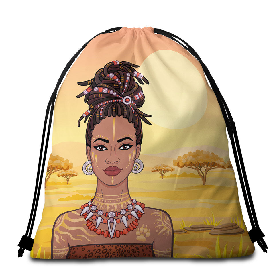 Beautiful African Girl Beach Bags and Towels