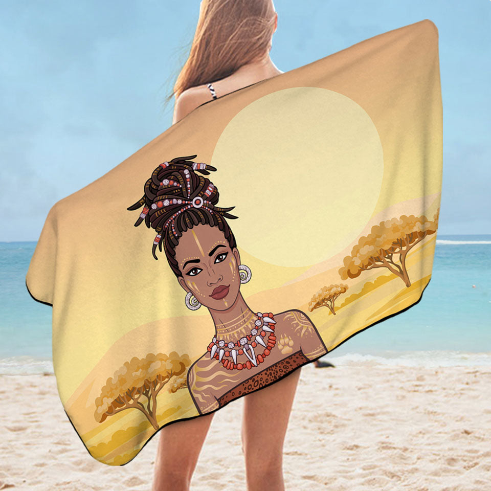 Beautiful African Girl Lightweight Beach Towel