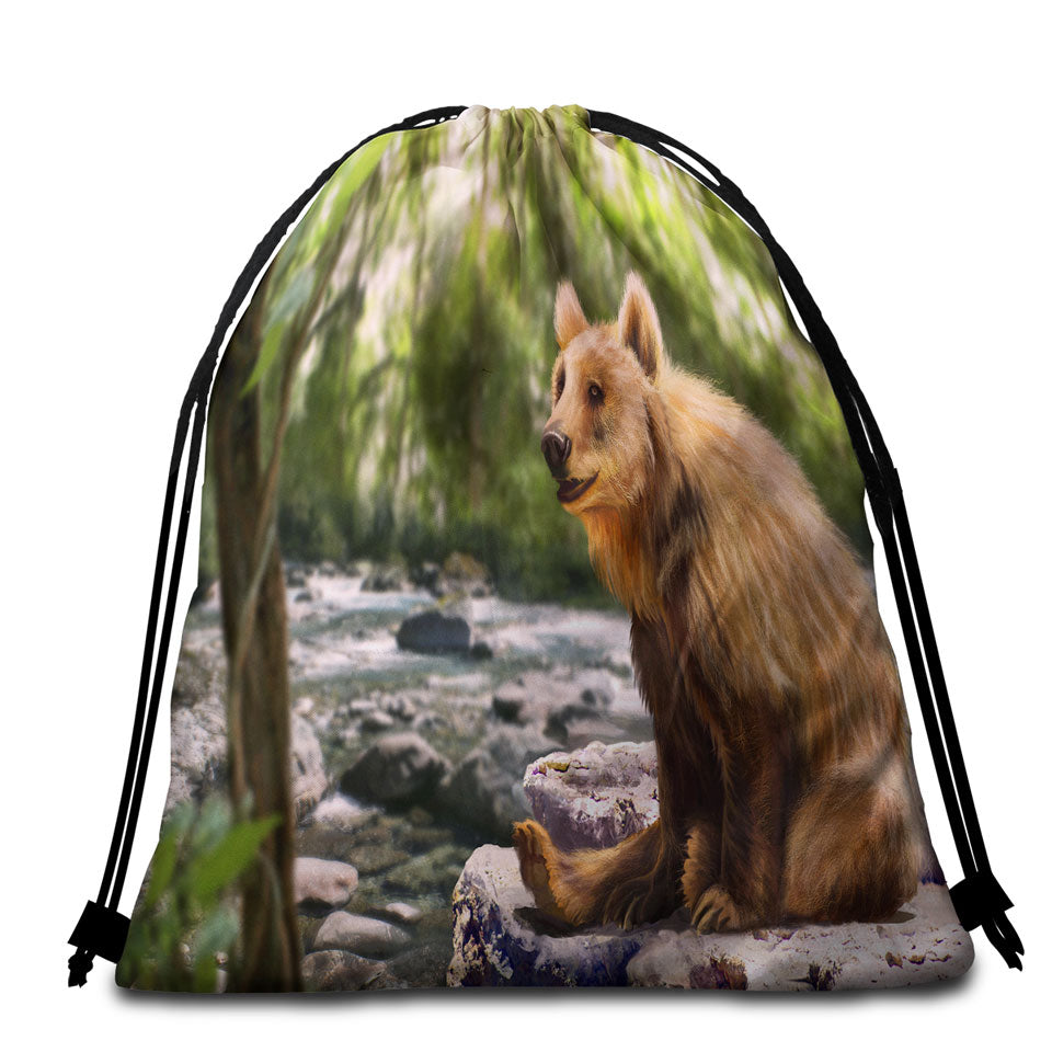 Beautiful Art Cute Wild Bear Beach Towel Bags
