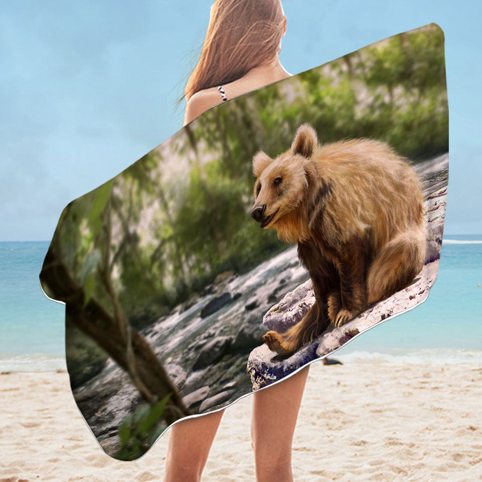 Beautiful Art Cute Wild Bear Cool Beach Towels