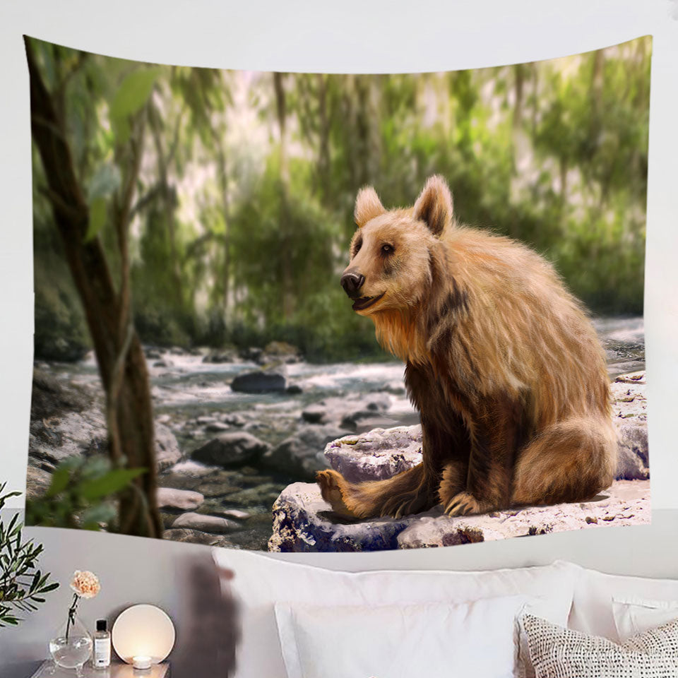Beautiful-Art-Cute-Wild-Bear-Tapestry