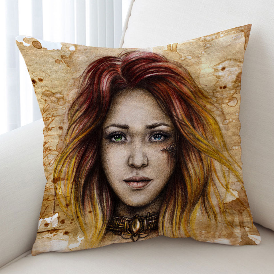 Beautiful Art Drawing Quiline Graceful Girl Cushion Cover