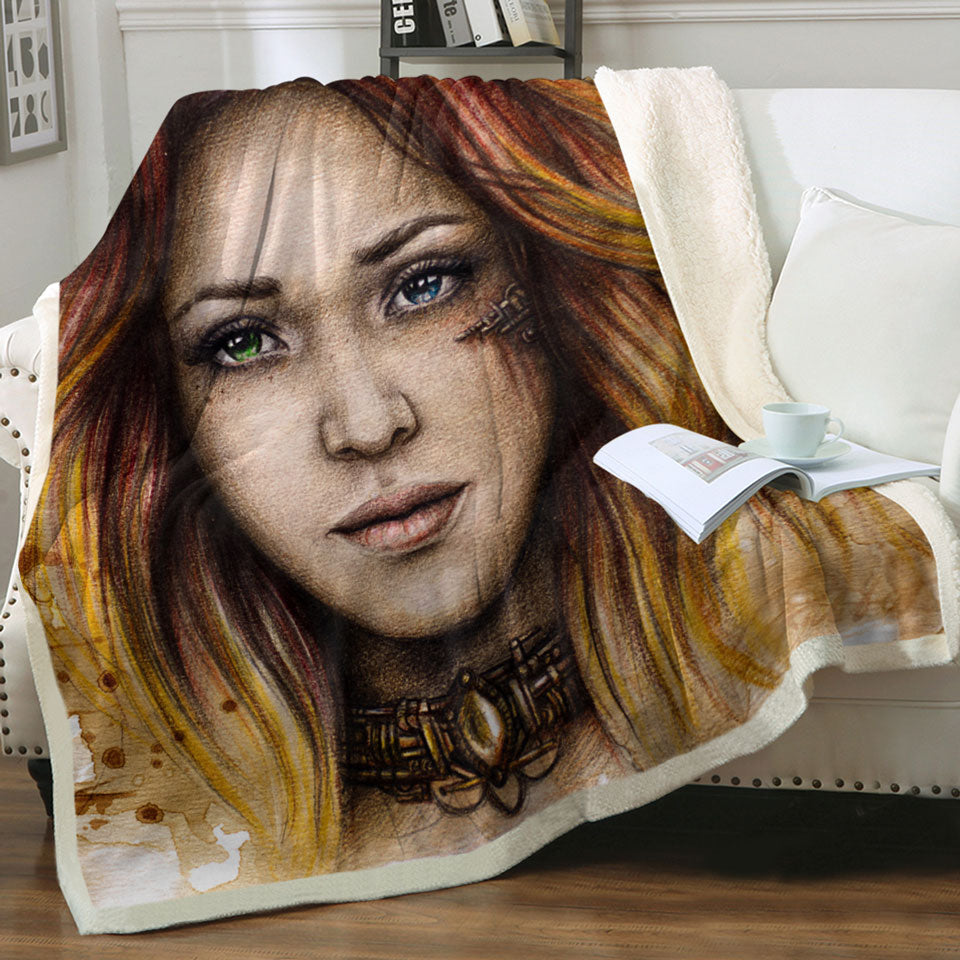 products/Beautiful-Art-Drawing-Quiline-Graceful-Girl-Throw-Blanket