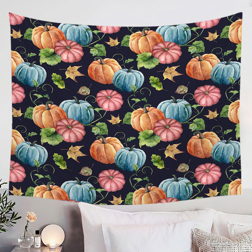 Beautiful Autumn Art Multi Colored Pumpkins Wall Art