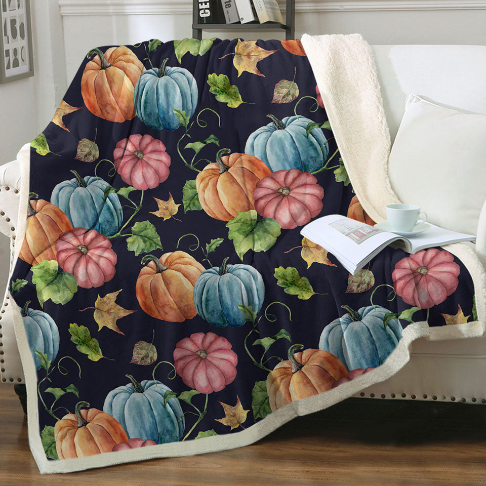 Beautiful Autumn Couch Throws Multi Colored Pumpkins