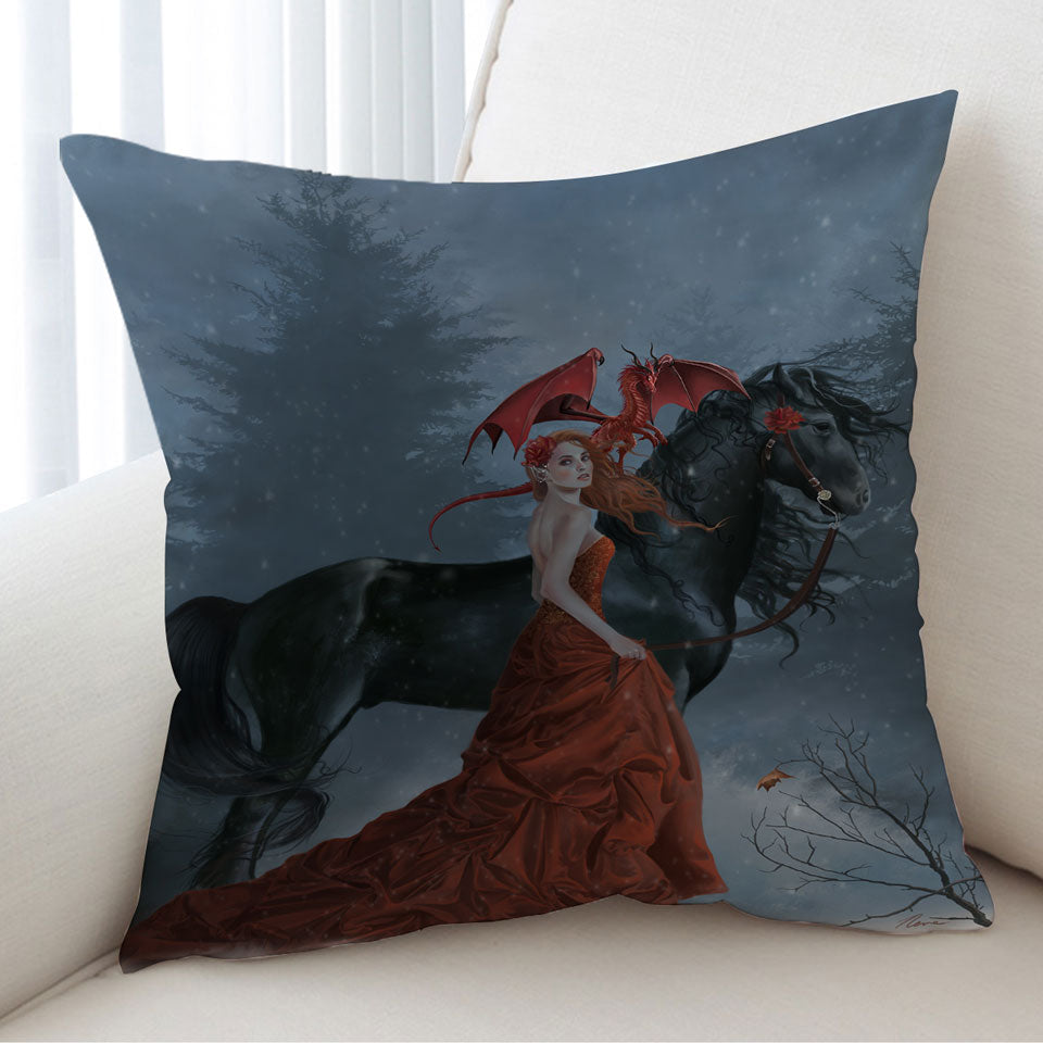 Beautiful Autumn Cushion Covers Dragon Princess with Her Horse