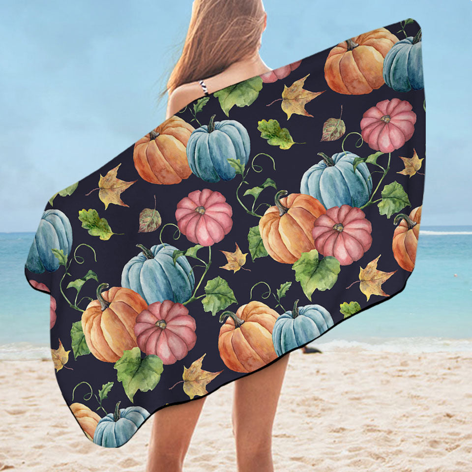 Beautiful Autumn Microfibre Beach Towels Multi Colored Pumpkins