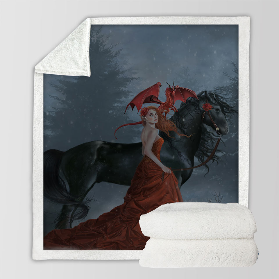products/Beautiful-Autumn-Sherpa-Blanket-Dragon-Princess-with-Her-Horse