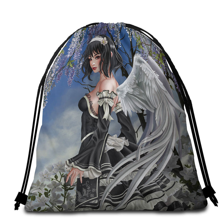 Beautiful Beach Bags and Towels Fairy and White Flowers