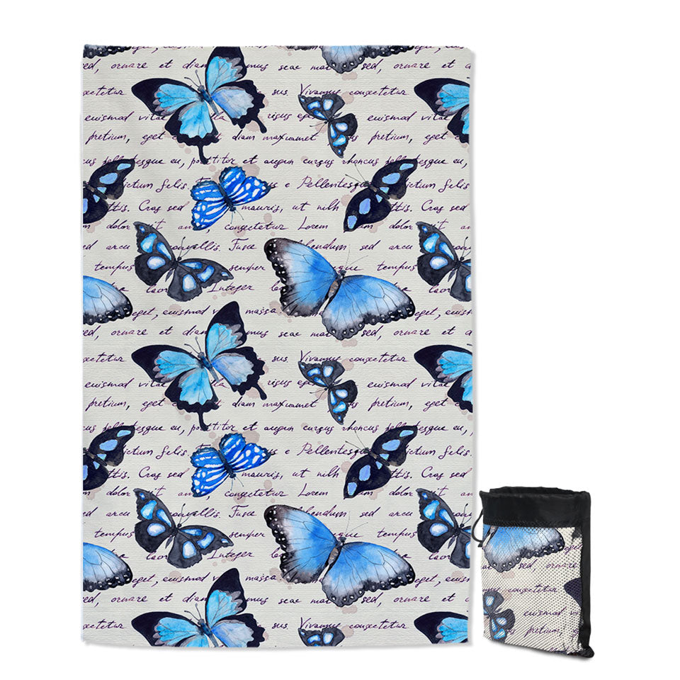 Beautiful Beach Towels Blue Butterflies over Letter