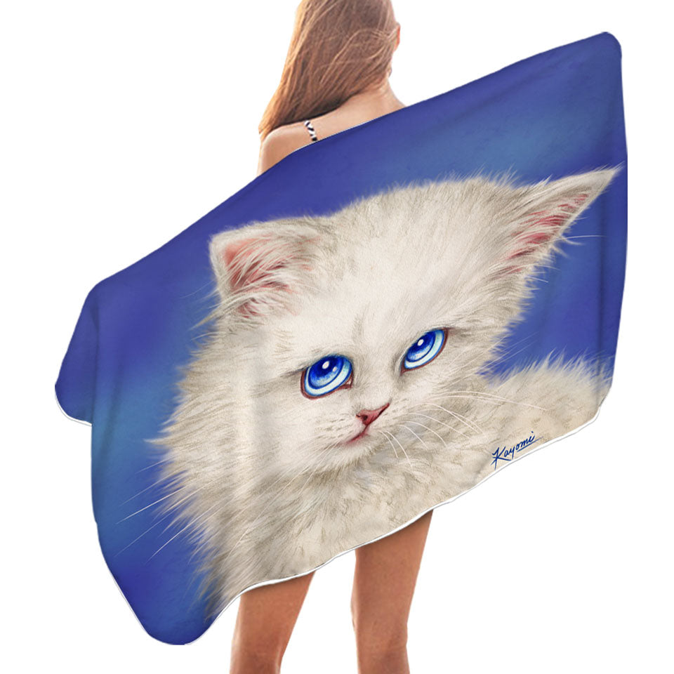 Beautiful Beach Towels Blue Sapphire Eyes Kitty Cat