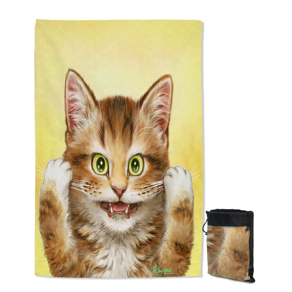 Beautiful Beach Towels Cats Art Paintings Funny Face Kitten