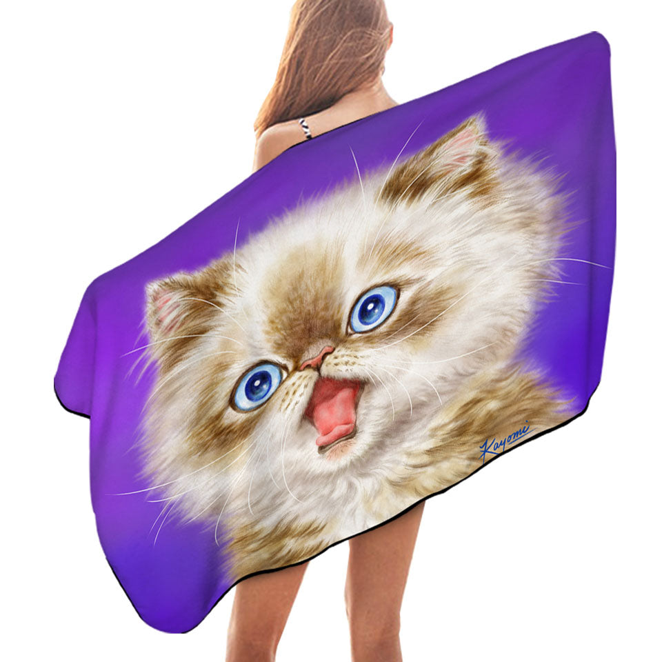 Beautiful Beach Towels Kitten in Shock over Purple
