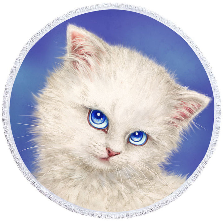 Beautiful Big Beach Towels Blue Sapphire Eyes Kitty Cat