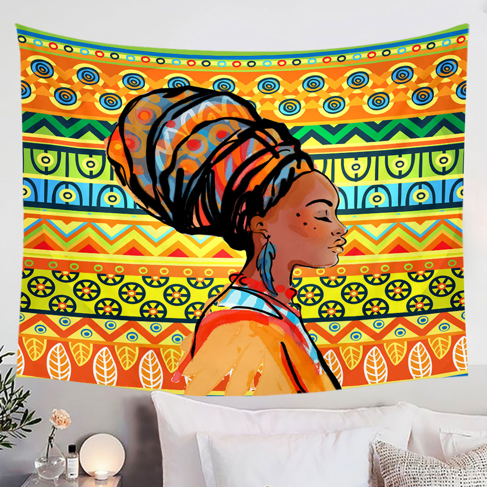 Beautiful Black Girl Wall Decor Tapestry with African Wall