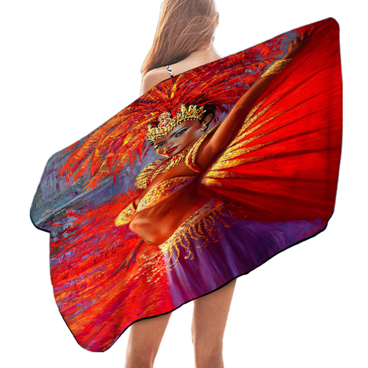Beautiful Black Woman Beach Towels Painting Brazilian Queen Swims Towel