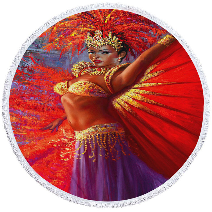 Beautiful Black Woman Beach Towels Painting Brazilian Queen