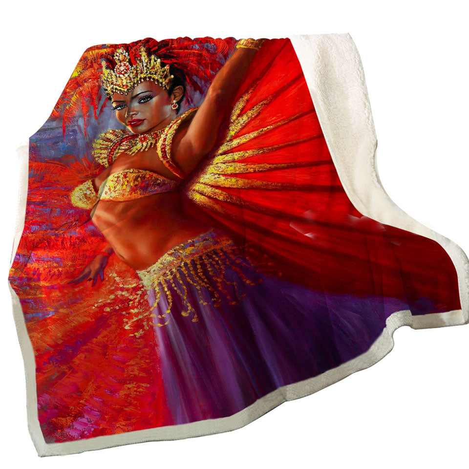 Beautiful Black Woman Sherpa Blanket Painting Brazilian Queen