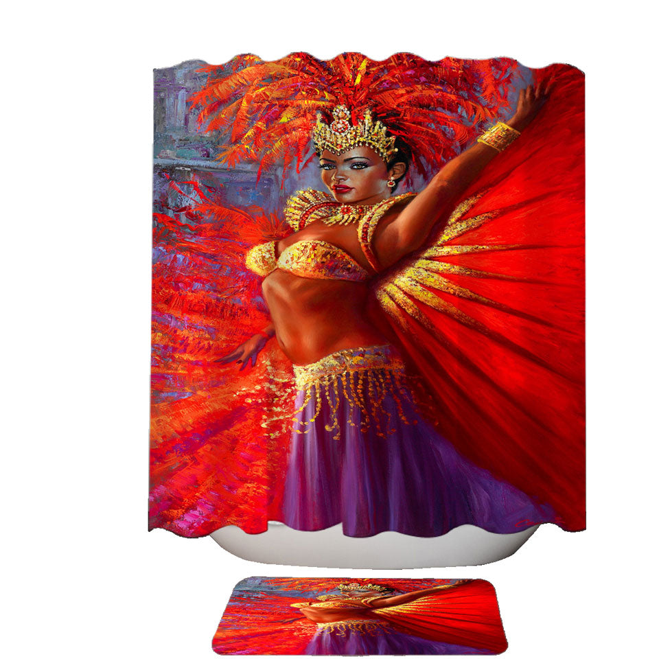 Beautiful Black Woman Shower Curtain Painting Brazilian Queen