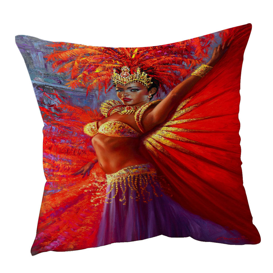Beautiful Black Woman Throw Pillow Painting Brazilian Queen