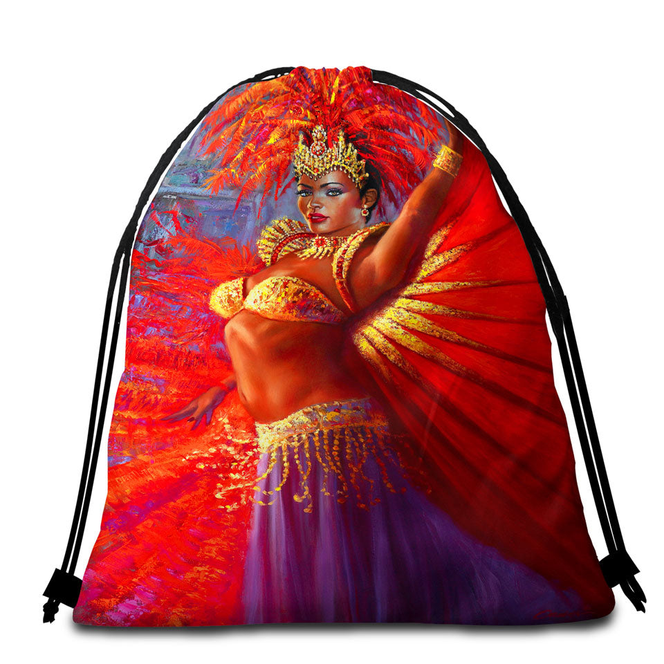 Beautiful Black Woman Travel Beach Towel Painting Brazilian Queen