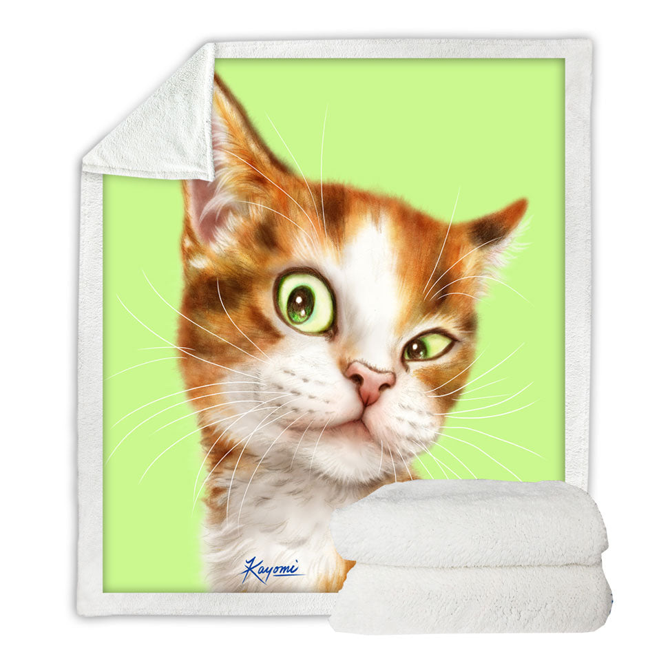 Beautiful Childrens Throws Painted Cats Curious Ginger Kitty