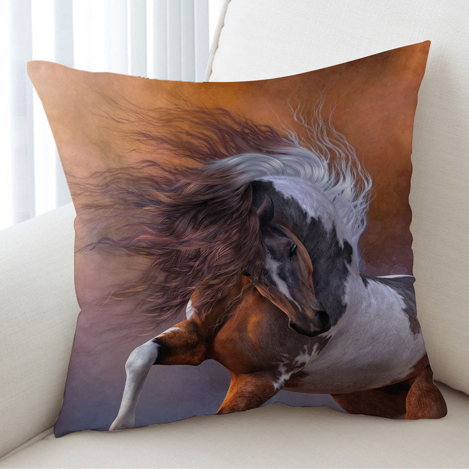 Beautiful Cushion Covers Brown and White Pinto Horse