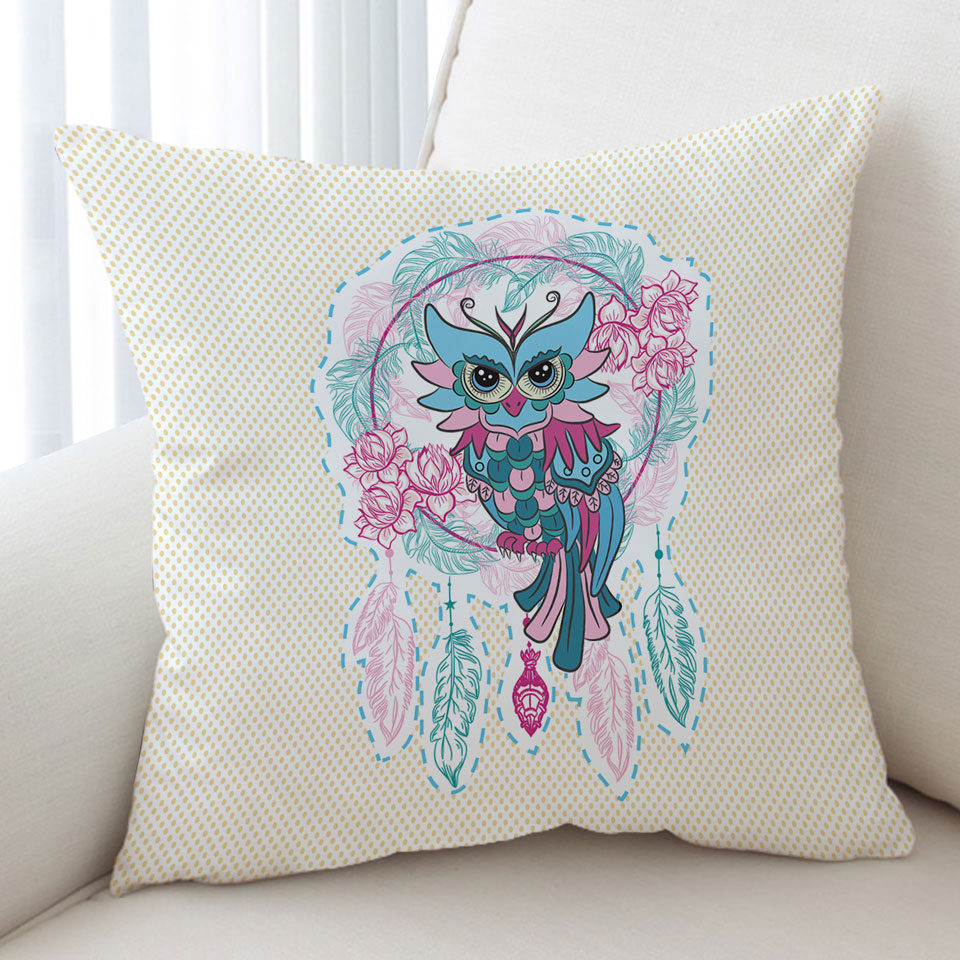 Beautiful Cushion Covers Dream Catcher and Graceful Lady Owl