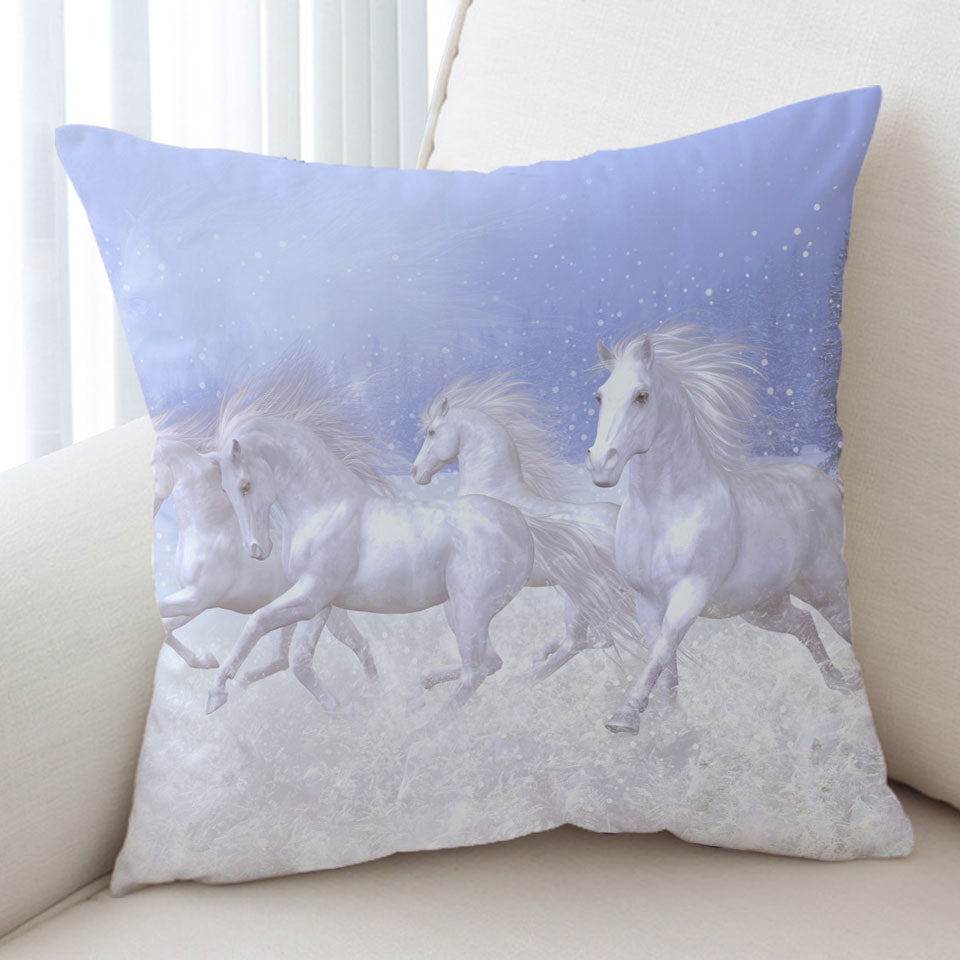 Beautiful Cushion Covers Running White Horses the Snow Horses