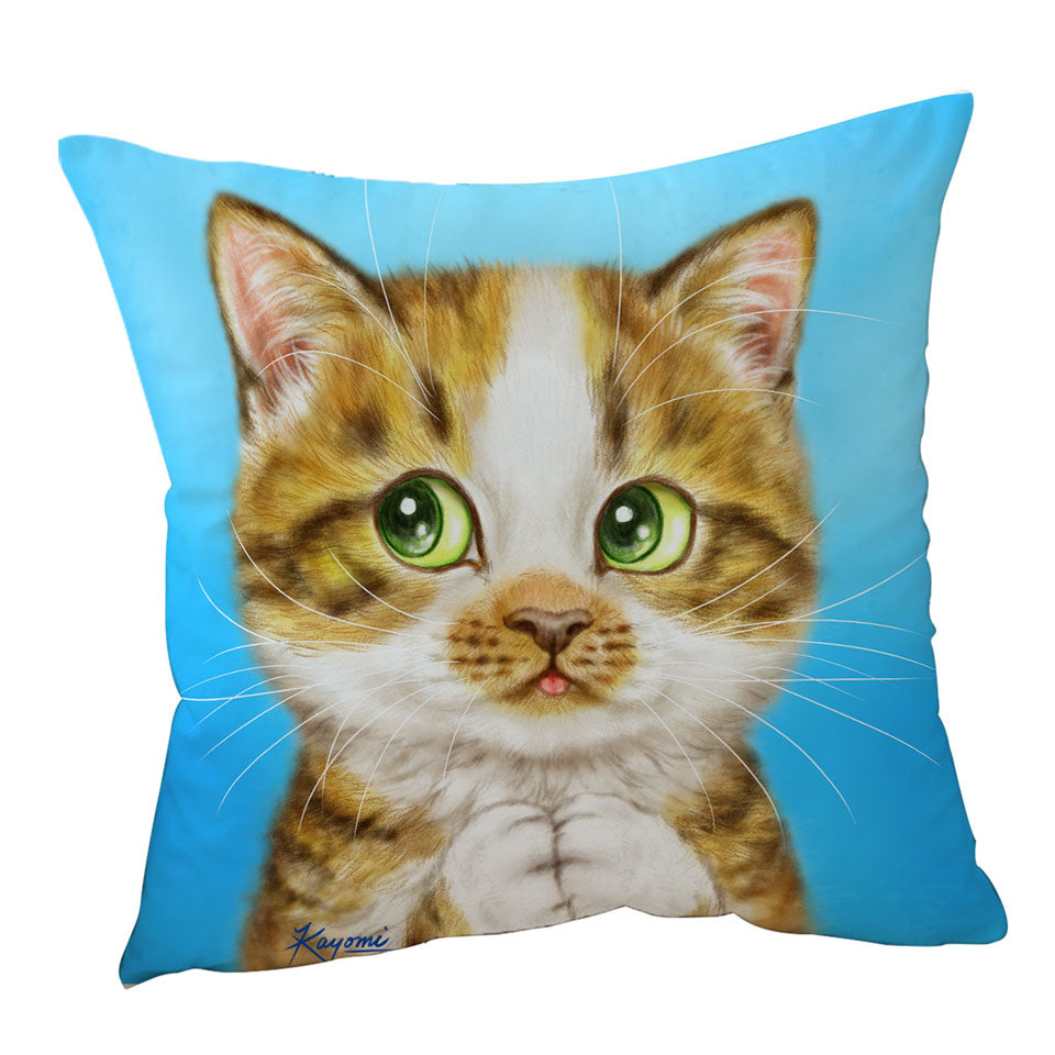 Beautiful Cushions with Cat Drawings Striped Kitten