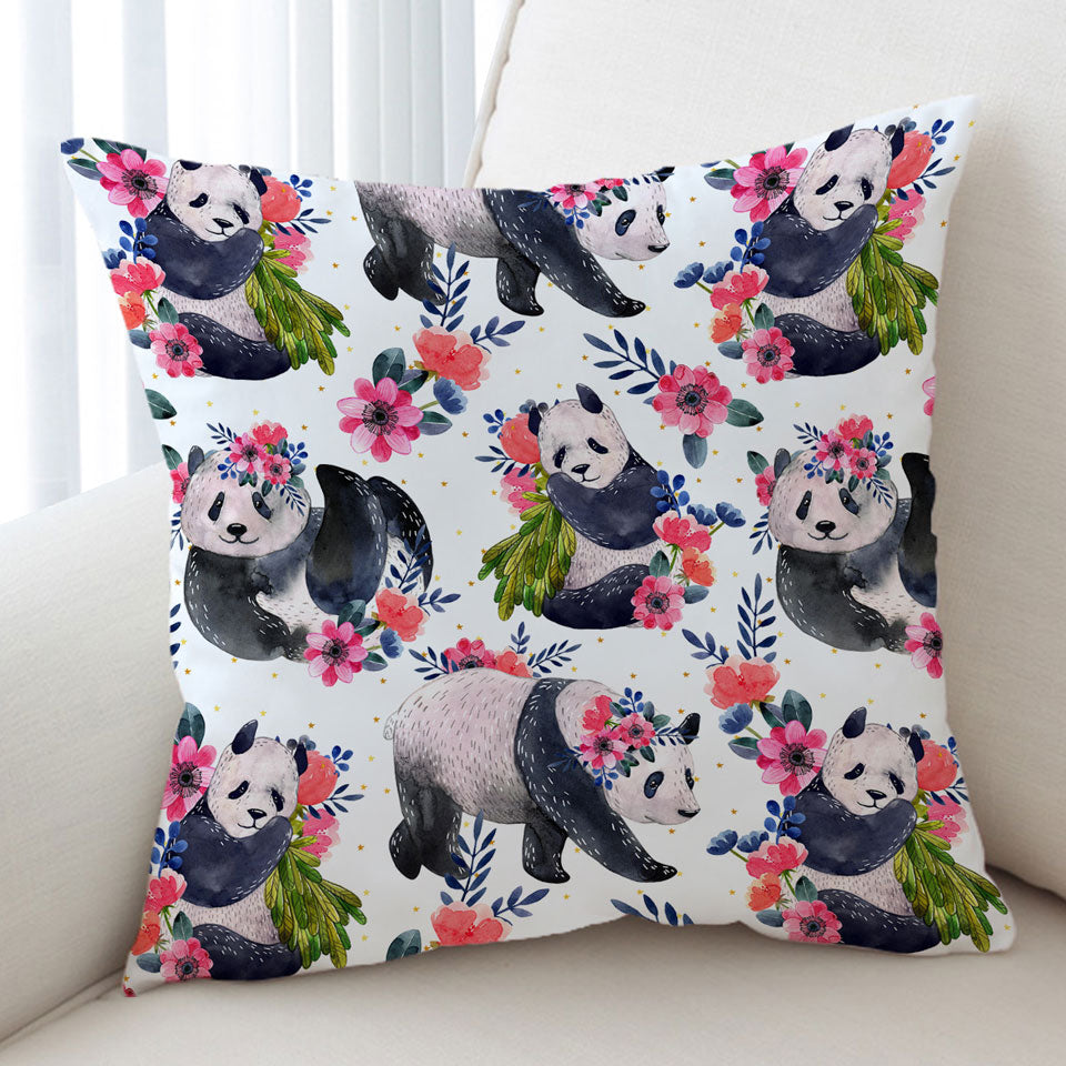 Beautiful Cushions with Floral Pandas