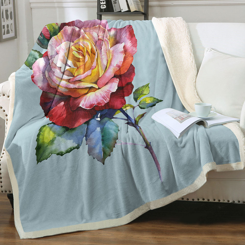 Beautiful Decorative Blankets Single Rose Painting