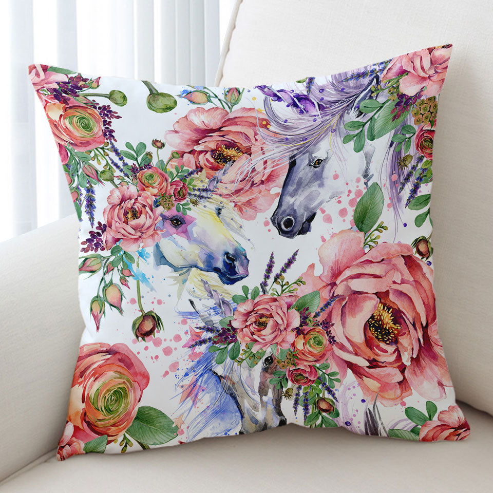 Beautiful Decorative Cushions Painting of Flowers and Horses