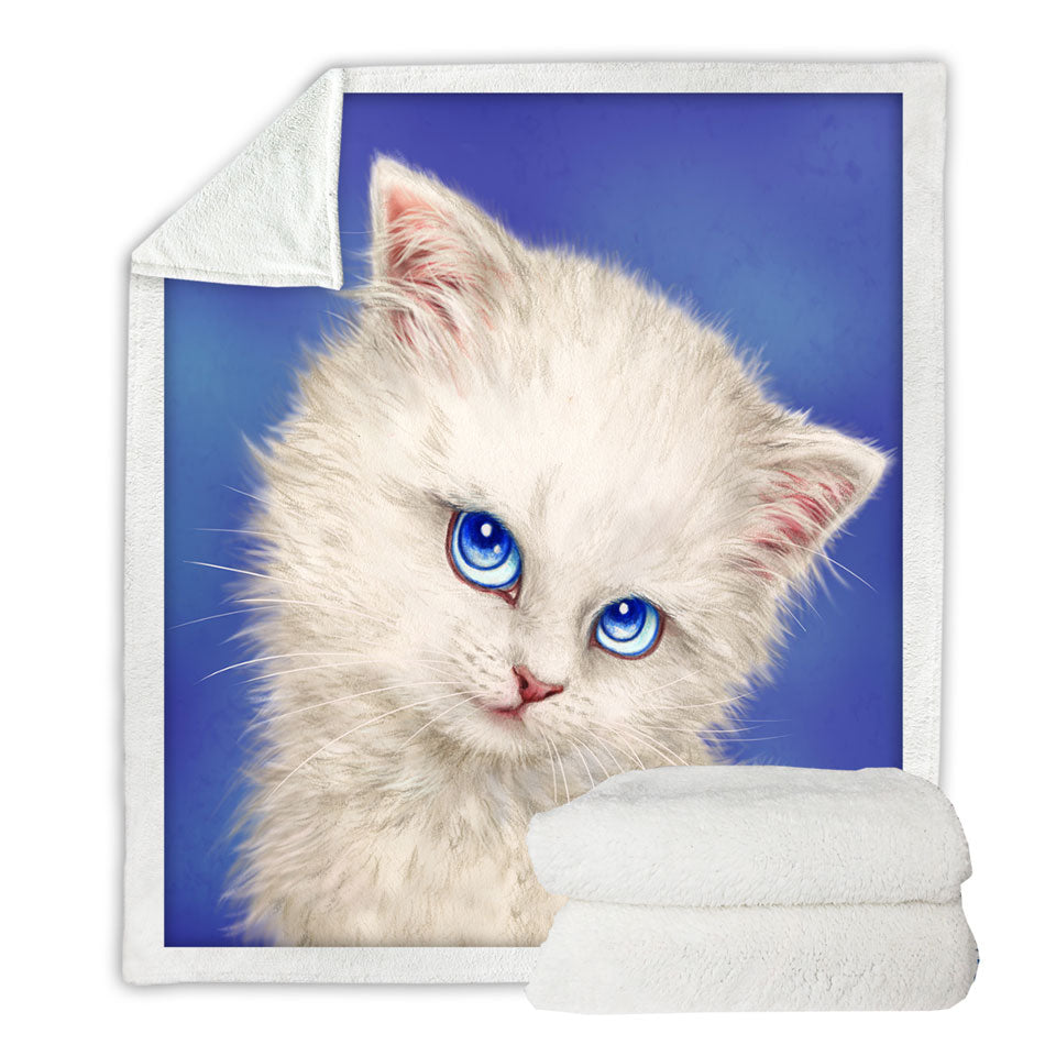 Beautiful Decorative Throws Blue Sapphire Eyes Kitty Cat