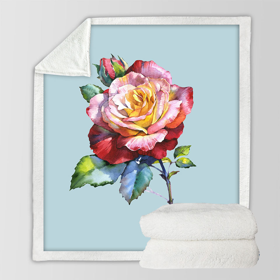 Beautiful Decorative Throws Single Rose Painting
