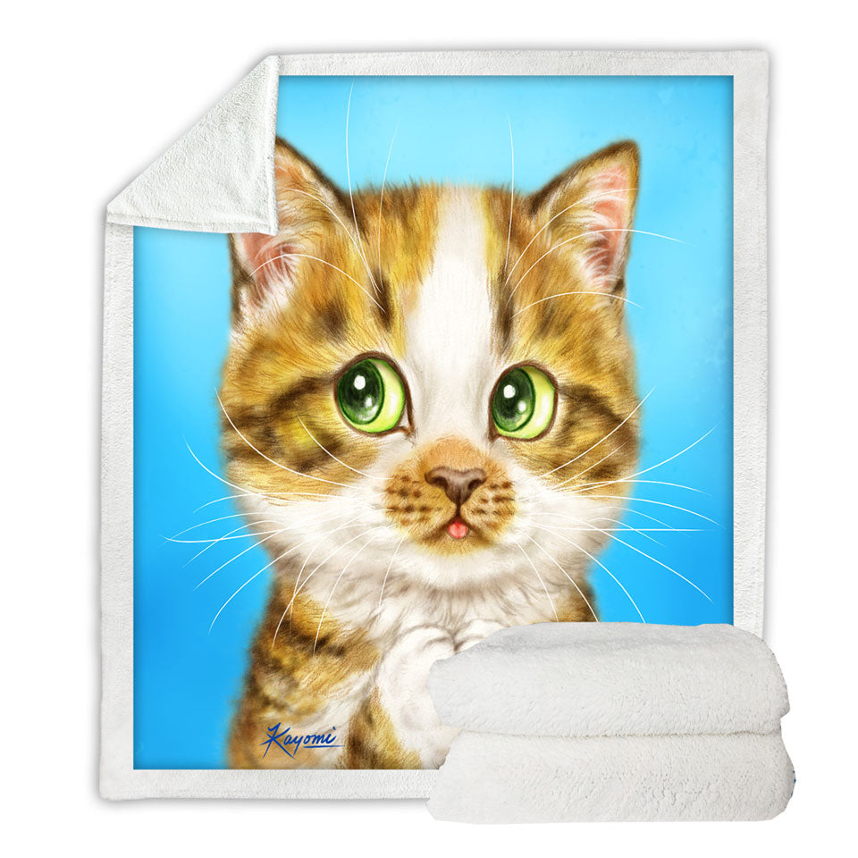 Beautiful Decorative Throws with Cat Drawings Striped Kitten