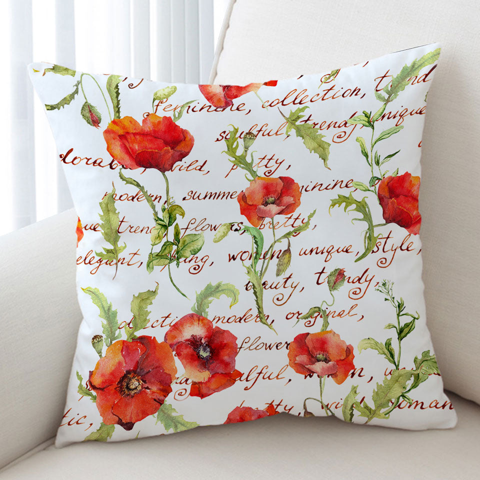 Beautiful Elegant Cushion Covers Red Poppies