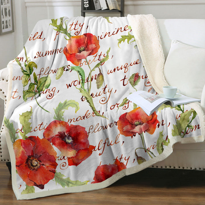 Beautiful Elegant Decorative Throws Red Poppies