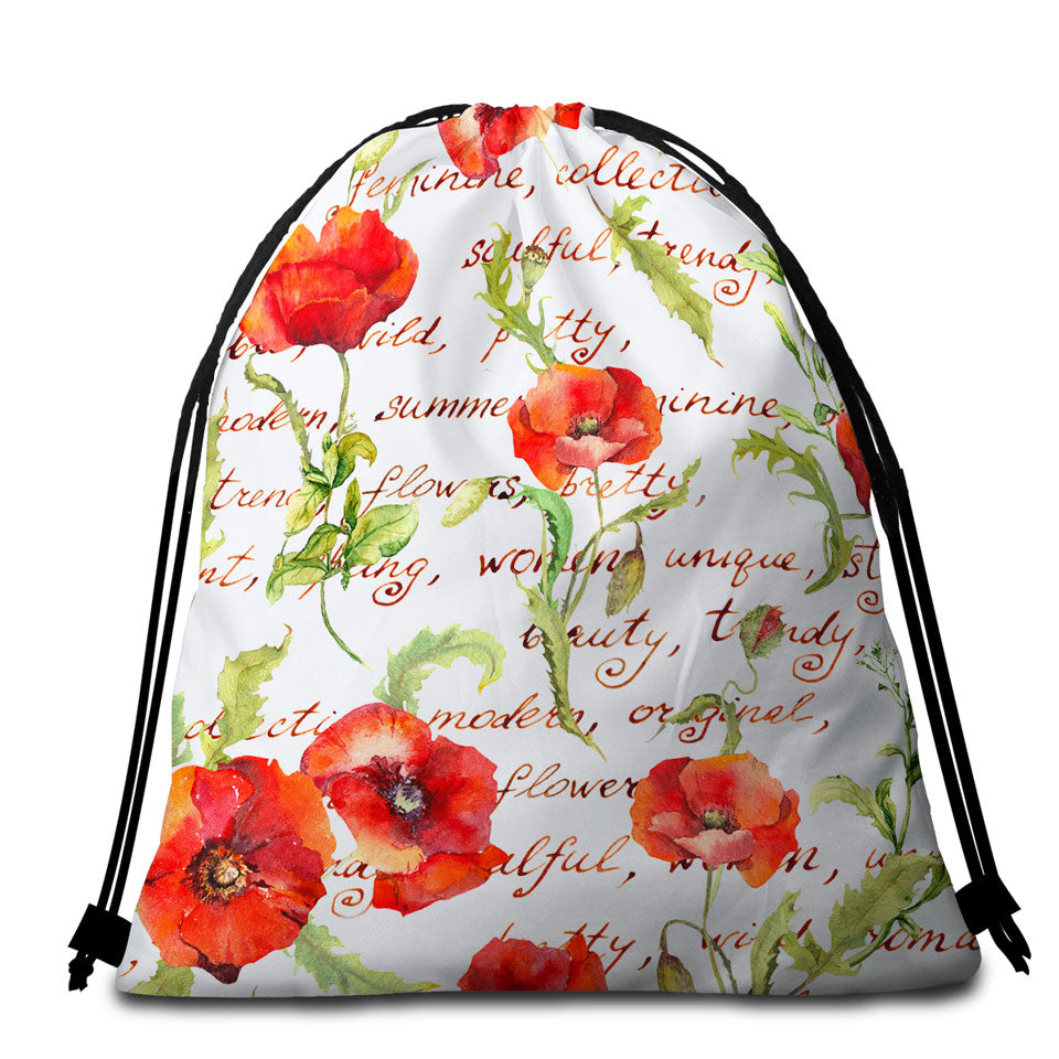 Beautiful Elegant Red Poppies Beach Bags and Towels