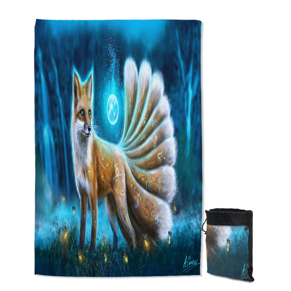 Beautiful Fantasy Fox Lightweight Beach Towel with Animal