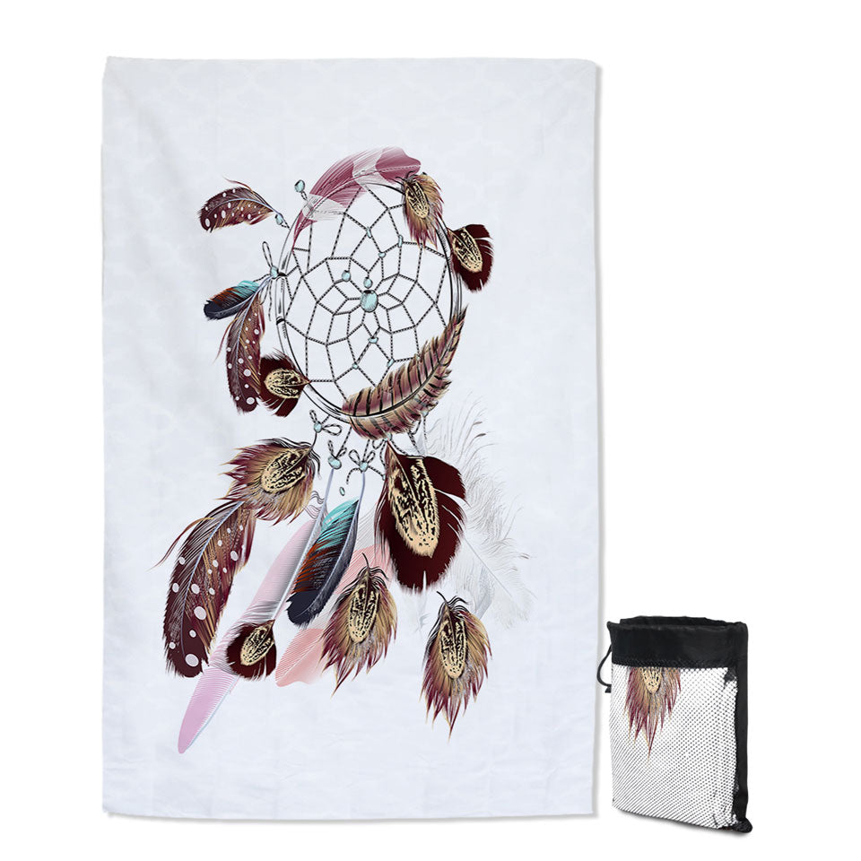 Beautiful Feathers Dream Catcher Beach Towel