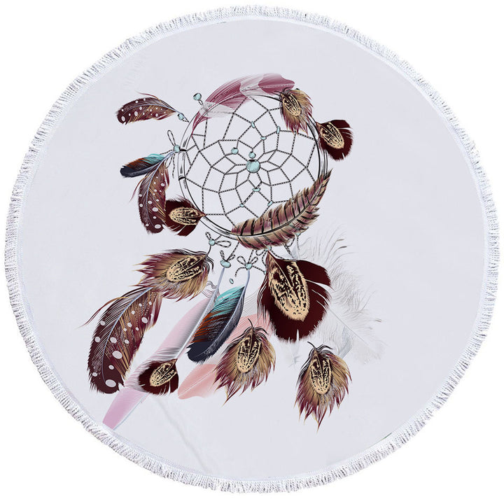 Beautiful Feathers Dream Catcher Big Beach Towels